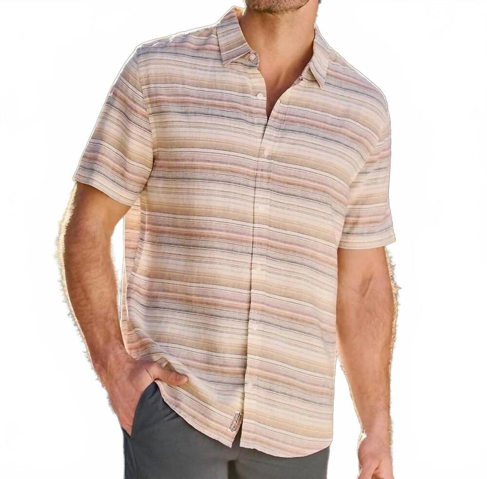NEW FAIRFAX & FAVOR men's estmont linen blend shirt in natural/pink/slate